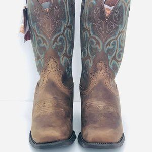 Justin Women's Sorrel Apache Cowboy Boots NWT Turquoise Embroidery Size 9.5B